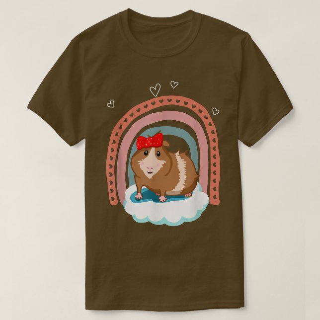 Camiseta Cute guinea pig with bow and boho rainbow gift  (Diseño del anverso)
