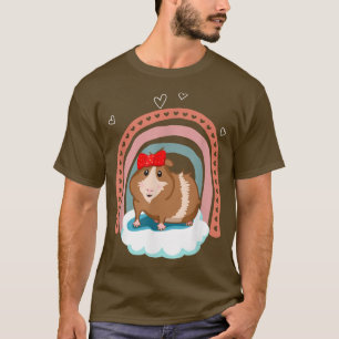 Camiseta Cute guinea pig with bow and boho rainbow gift 