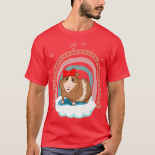 Camiseta Cute guinea pig with bow and boho rainbow gift
