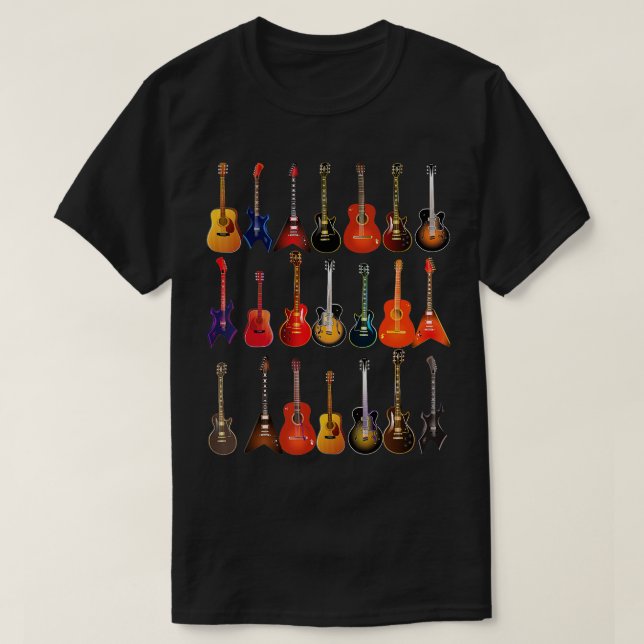 Camiseta Cute Guitar Rock N Roll Instrumentos Musicales Reg (Diseño del anverso)