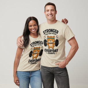 Camiseta Cute Gym Gato Motivación Levantamiento de Pesas