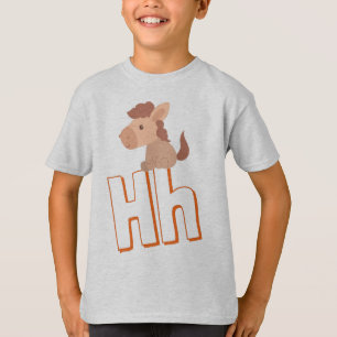 Camiseta Cute H Para Caballos - Niños Inglés Alfabeto ABCD