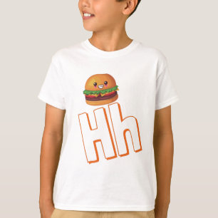Camiseta Cute H Para Hamburger - Niños Inglés Alfabeto ABCD