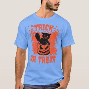 Camiseta Cute Halloween Black Cat and Pumpkin For Kids and
