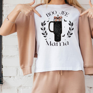 Camiseta Cute Halloween Boo-Jee Mama Purpurina Falsa Lindo 