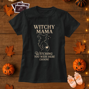 Camiseta Cute Halloween Bruja Mama Pregant Wish