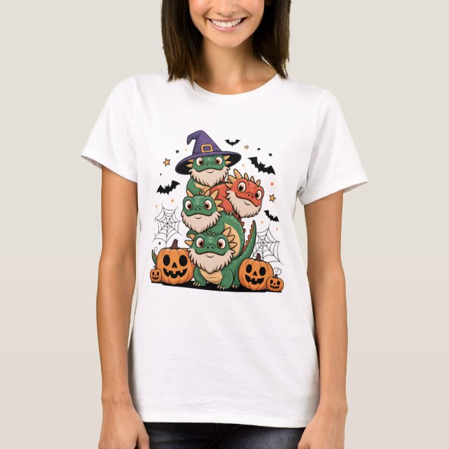 Camiseta Cute Halloween con barba Dragones Stack (Anverso)