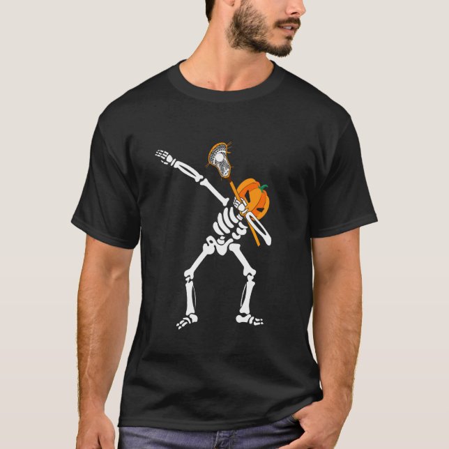 Camiseta Cute Halloween Costume Dabbing Skeleton Lacrosse S (Anverso)