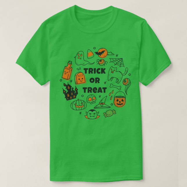 Camiseta Cute Halloween Doodle Art (Diseño del anverso)