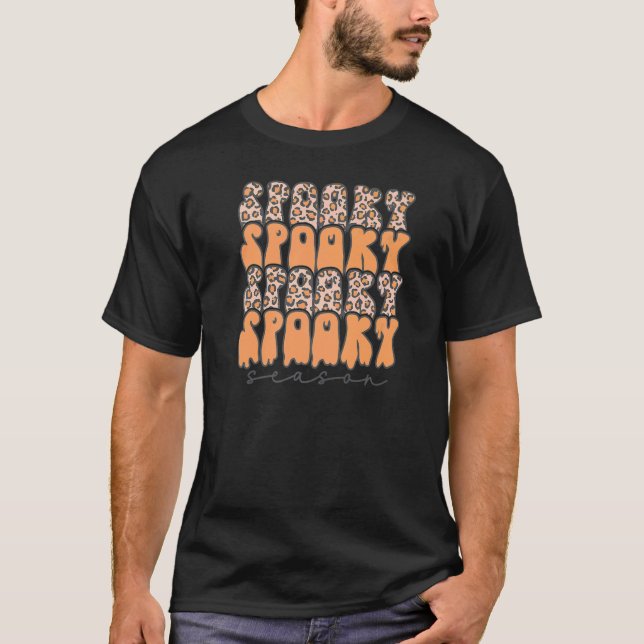 Camiseta Cute Halloween Fall Spooky Season Leopard (Anverso)
