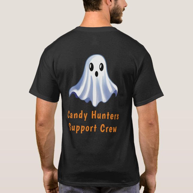 Camiseta Cute Halloween Fantasma Candy Hunters Apoyo a la T (Reverso)