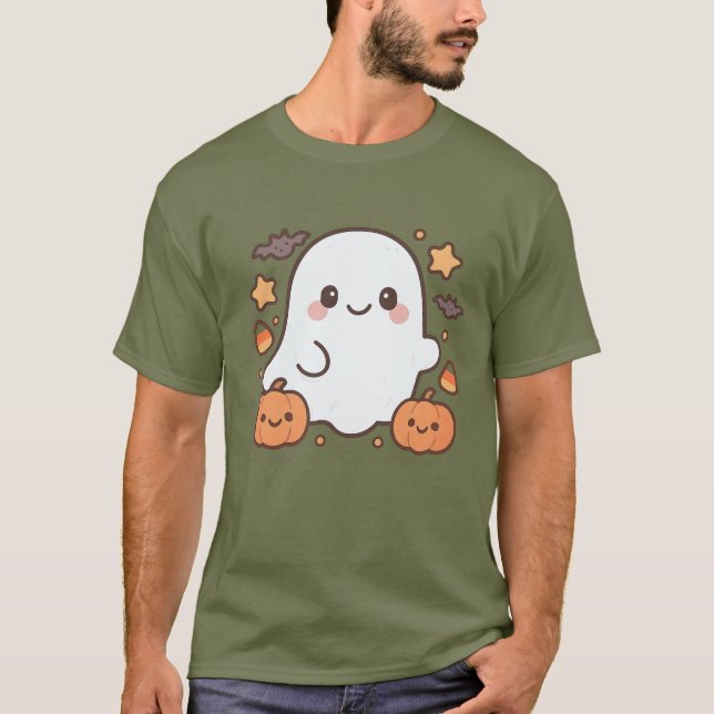 Camiseta Cute Halloween Fantasma Clipart, Fun y Cute Spooky (Anverso)