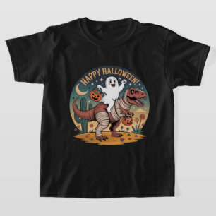 Camiseta Cute Halloween, fantasma en T-Rex momia con calaba