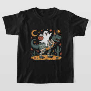 Camiseta Cute Halloween, fantasma en T-Rex momia con calaba