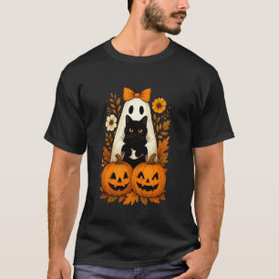 Camiseta Cute Halloween Fantasma sosteniendo gato negro Oto