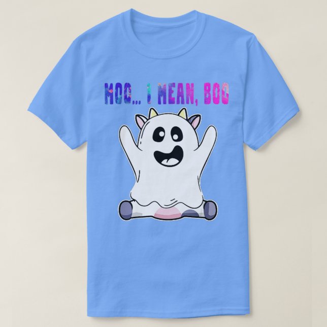 Camiseta Cute Halloween Farmer Ghost Cow Moo I Mean Boo Pum (Diseño del anverso)