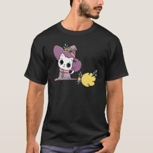 Camiseta Cute Halloween Gato De Brujas Volando Ropa De Gati