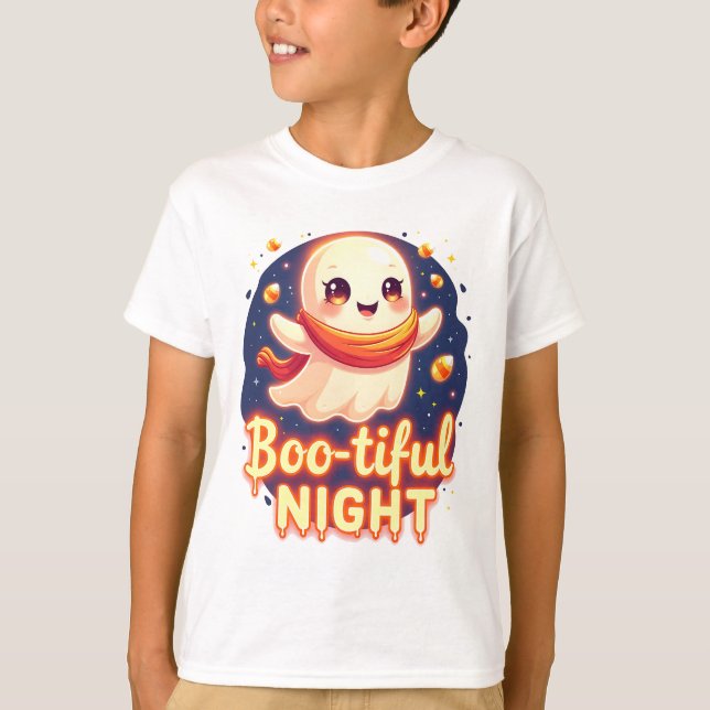 Camiseta Cute halloween ghost night t-shirt design (Anverso)