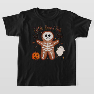 Camiseta Cute Halloween Gingerbread Esqueleto Little Boo 