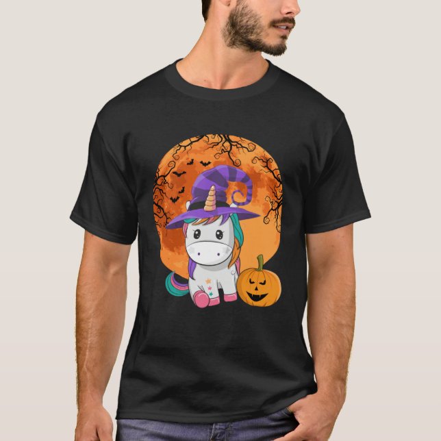 Camiseta Cute Halloween Girls Women Witchy Unicorn Hallowee (Anverso)