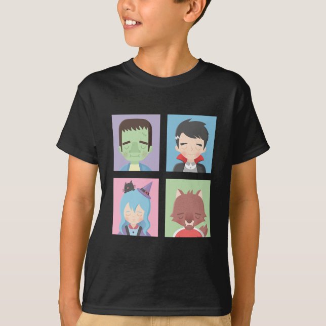 Camiseta Cute Halloween Monsters Kids Tee (Anverso)