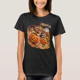 Camiseta Cute Halloween Pumpkin Race Perro Gato