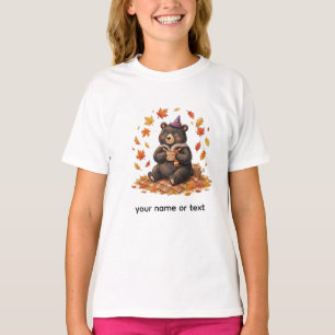 Camiseta Cute Halloween Pumpkin Spice Bear Cozy Autumn T-Sh