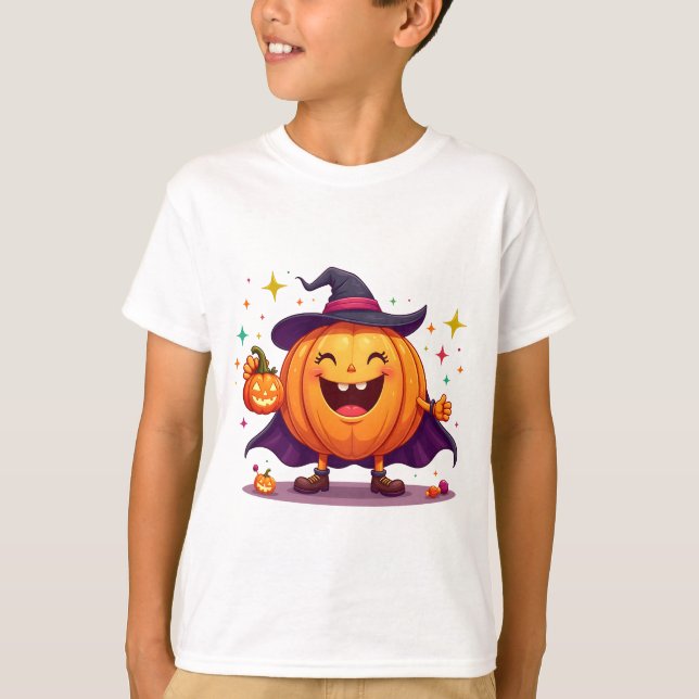 Camiseta Cute halloween pumpkin witch t-shirt   (Anverso)