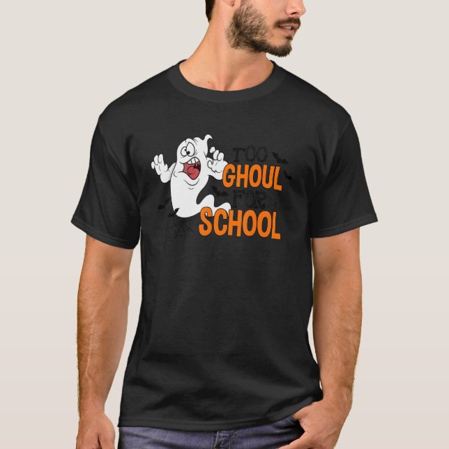 Camiseta Cute Halloween Teacher School Ghouls Groovy Trick  (Anverso)