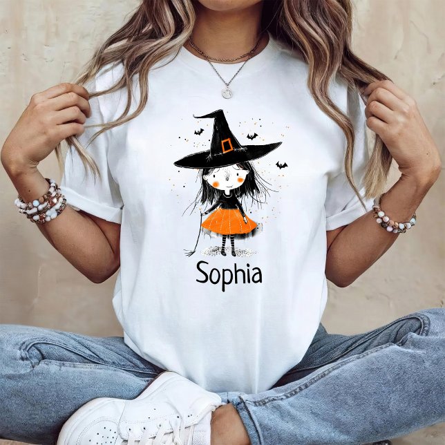 Camiseta Cute Halloween Witch Illustration (Subido por el creador)