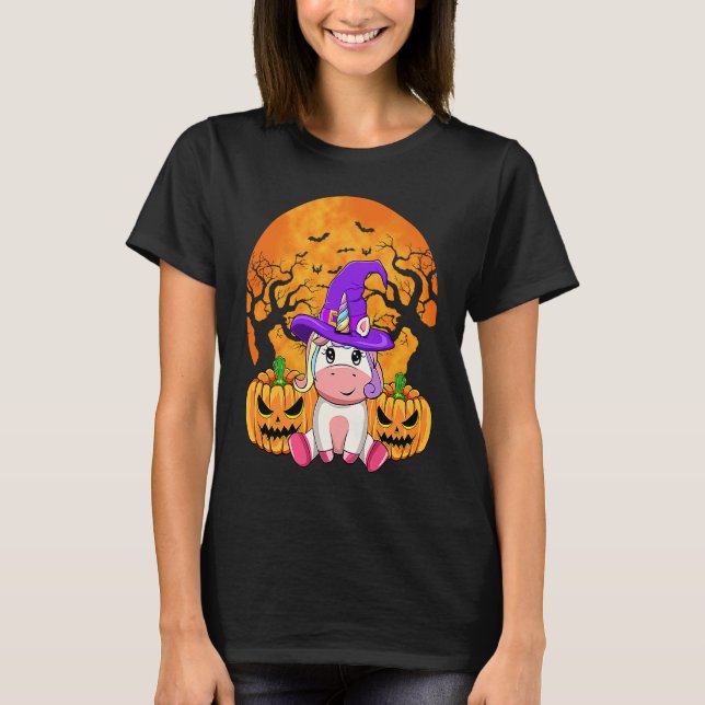 Camiseta Cute Halloween Witchy Unicorn Halloween Custome (Anverso)