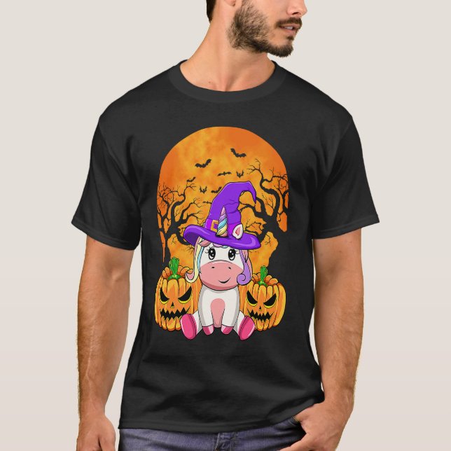 Camiseta Cute Halloween Witchy Unicorn Halloween Custome (Anverso)