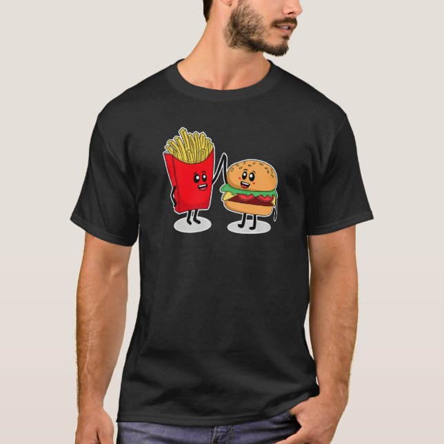 Camiseta Cute Hamburger Men Women Hamburger French Fries    (Anverso)