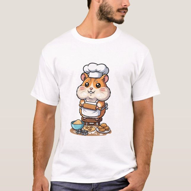 Camiseta Cute Hamster Chef Character Baking Cookies (Anverso)
