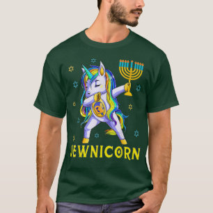 Camiseta Cute Hanukkah Unicorn Dabbing Menorah Je