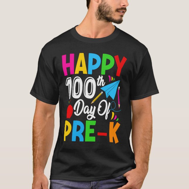 Camiseta Cute Happy 100th Day of Pre k School For Student o (Anverso)