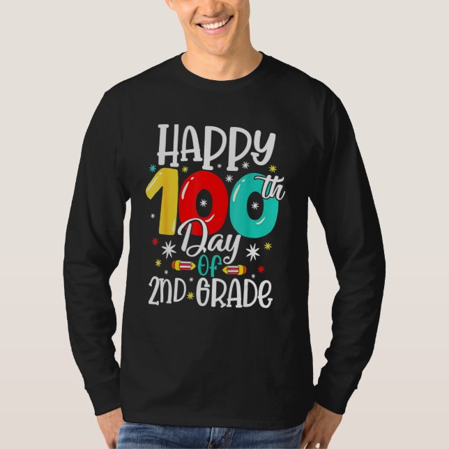 Camiseta Cute Happy 100th Day Of School Second 2nd Grade Bo (Anverso)