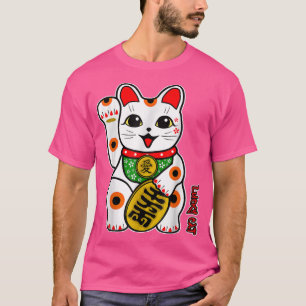 Camiseta Cute Happy Calico White Lucky Cat Maneki-Neko Righ