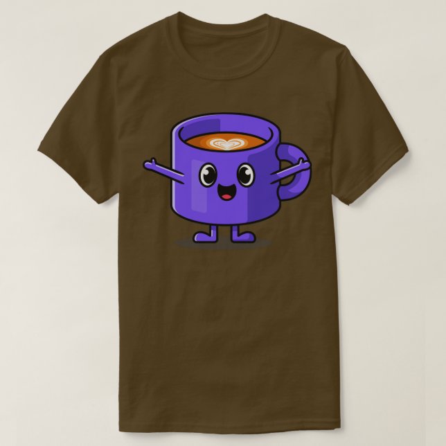Camiseta Cute Happy Coffee Cup Cartoon (Diseño del anverso)