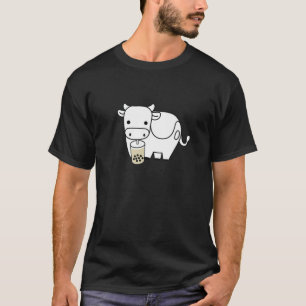 Camiseta Cute Happy Cow Beber Boba Té de leche de burbuja