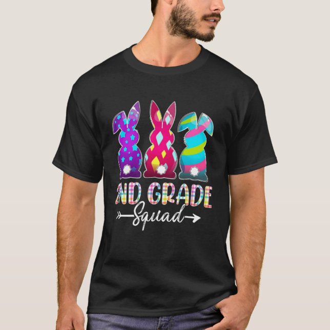 Camiseta Cute Happy Easter 2nd Grade Squad Three Bunny East (Anverso)