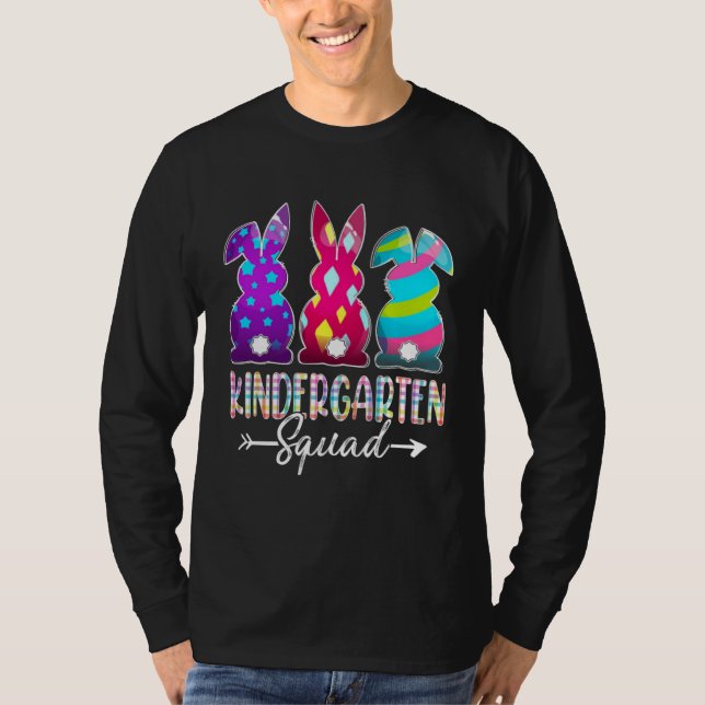 Camiseta Cute Happy Easter Kindergarten Squad Three Bunny E (Anverso)