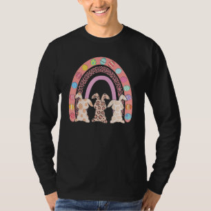 Camiseta Cute Happy Easter Rainbow Leopard Easter Bunny Rab