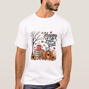 Camiseta Cute Happy Fall Coffs Books Las hojas de otoño