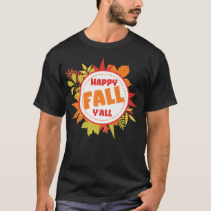 Camiseta Cute Happy Fall Yall Otoño Temporada Halloween Gra
