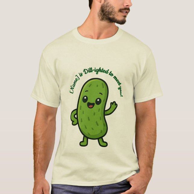 Camiseta Cute Happy Pickle Kawaii Cartoon - Personalizable  (Anverso)