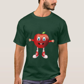Camiseta Cute Happy Red Apple Cartoon Character for Kids