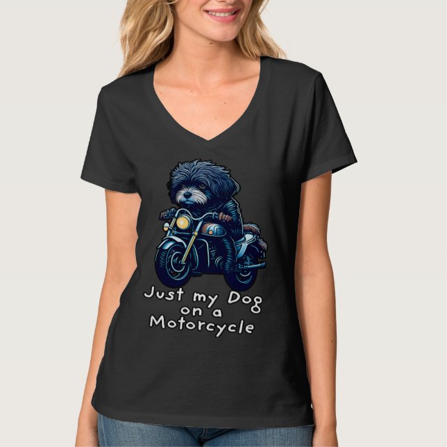 Camiseta Cute Havanese riding on a motorcycle Christmas (Anverso)