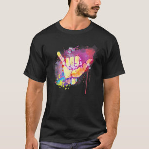 Camiseta Cute hawaiano Shaka Rótulo colorido clásico retro