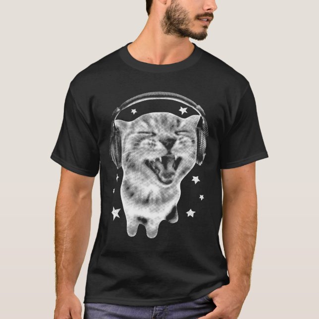 Camiseta Cute Headphones Cat Funny Y2k Nge Silly Graphic Me (Anverso)